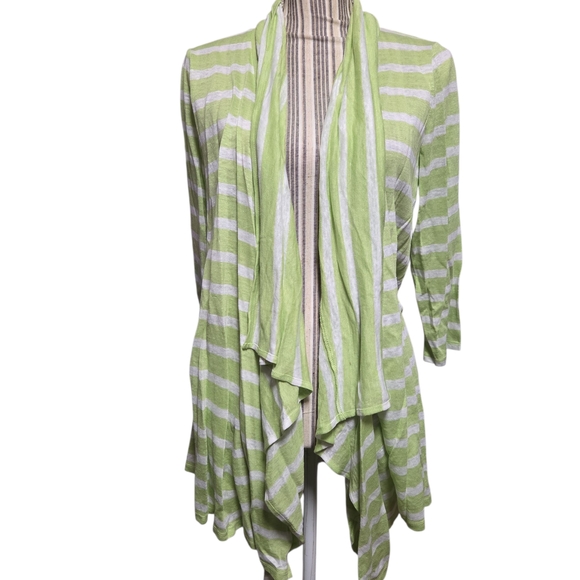 J. Jill Light Green Striped Cardigan - Picture 3 of 6